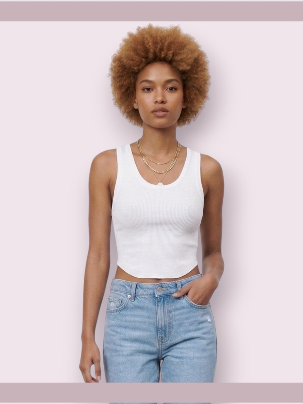 Zara White Ribbed Crop Tank Top